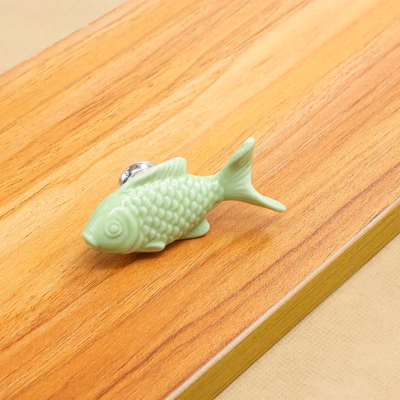 KAK Children Drawer Knobs Fish Shape Ceramic Handles for Kids Room Kitchen Cabinet Handles Cupboard Knobs Furniture Hardware