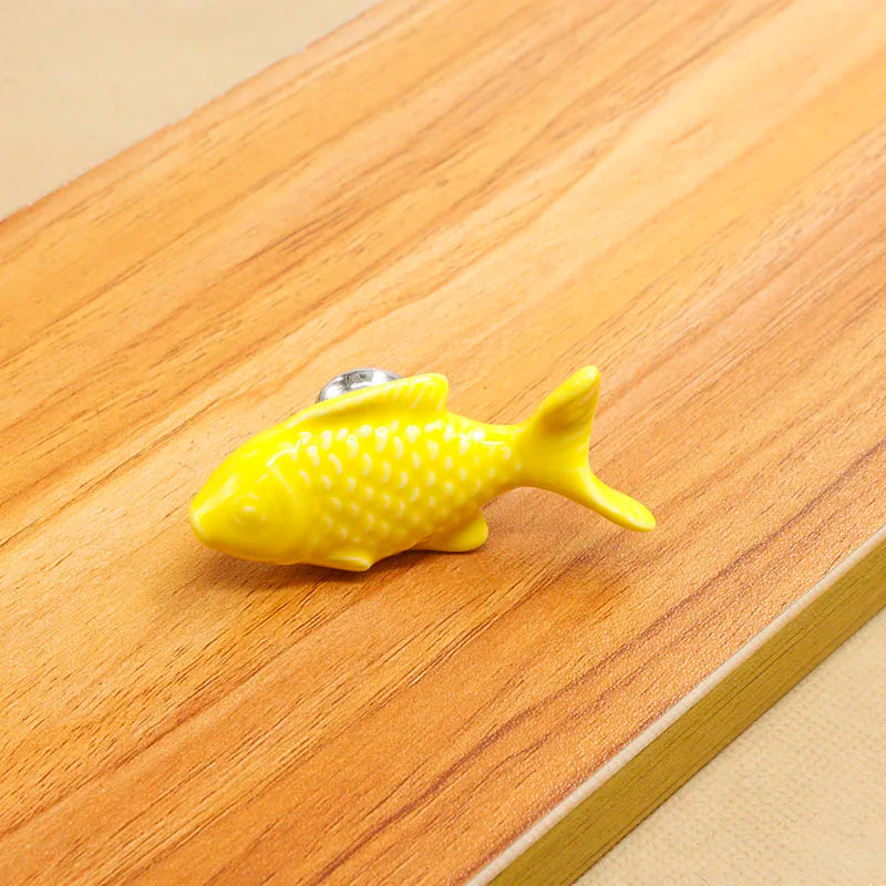KAK Children Drawer Knobs Fish Shape Ceramic Handles for Kids Room Kitchen Cabinet Handles Cupboard Knobs Furniture Hardware