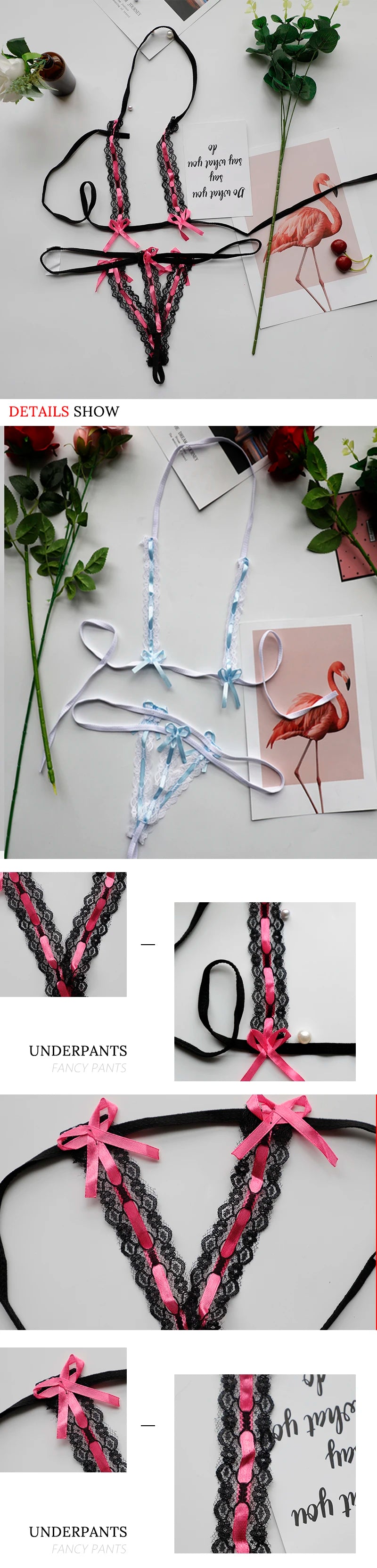 QZ031 Women Sexy Lingerie Lenceria Three Point Bikini Set Sex Erotic Underwear Open Bra+thong Pant Perspective  Porn Costumes