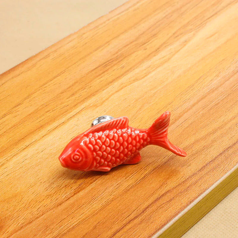 KAK Children Drawer Knobs Fish Shape Ceramic Handles for Kids Room Kitchen Cabinet Handles Cupboard Knobs Furniture Hardware