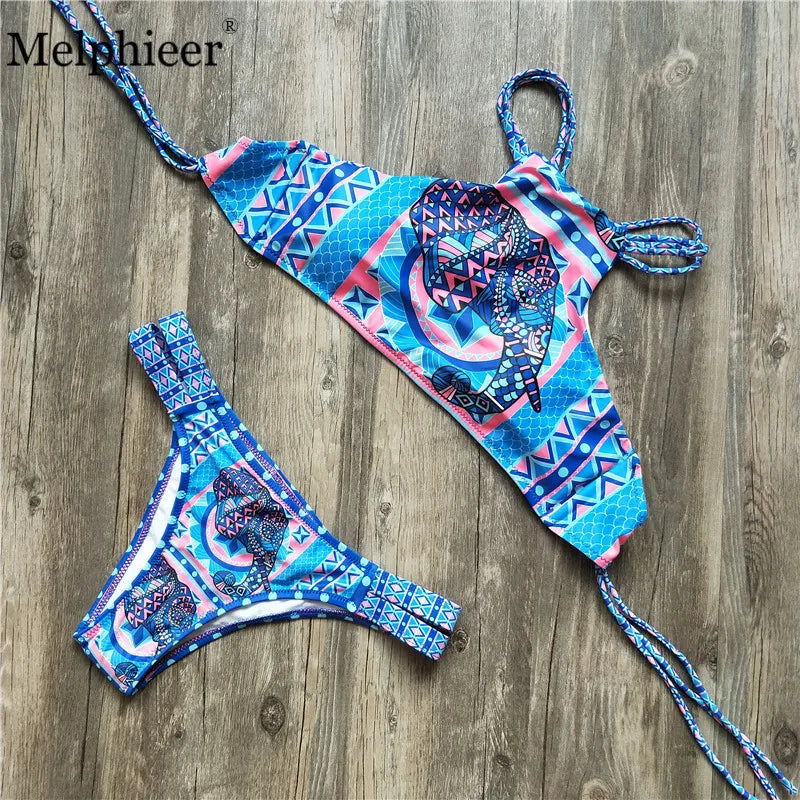 Melphieer High Neck Tank Crop Top Bikini Crochet Bikinis Set Swimwear Women Swimsuit Female Beachwear 2025 Monokini Bathing Suit