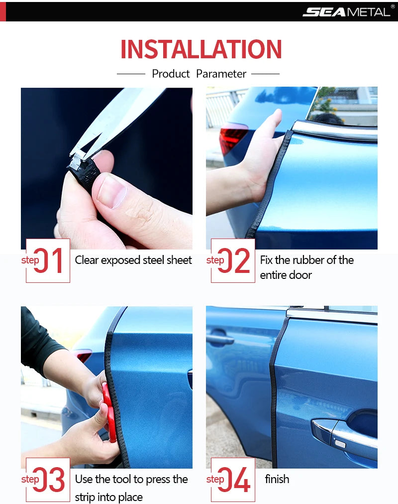 SEAMETAL Car Door Edge Scratch Protector 10M Sealing Strip Guard Trim Automobile Door Stickers Decoration Protector Accessories