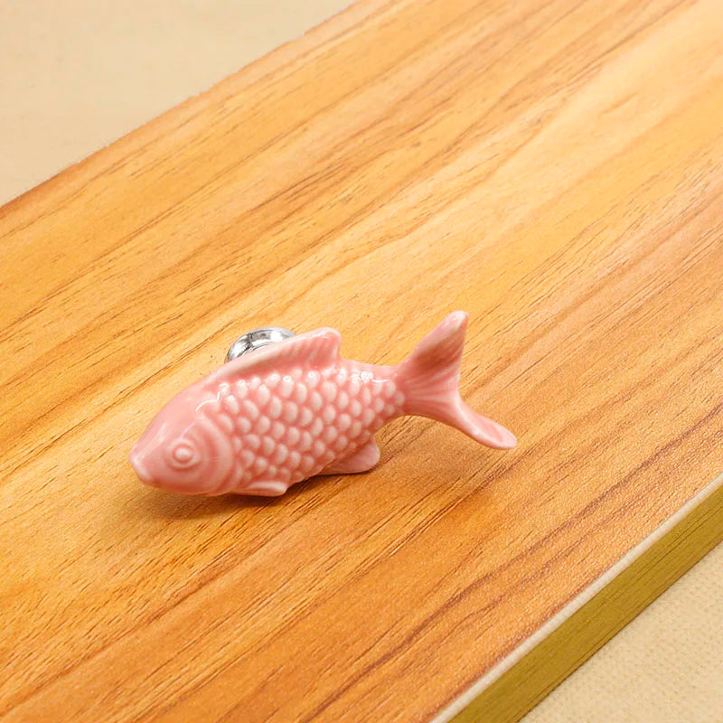 KAK Children Drawer Knobs Fish Shape Ceramic Handles for Kids Room Kitchen Cabinet Handles Cupboard Knobs Furniture Hardware