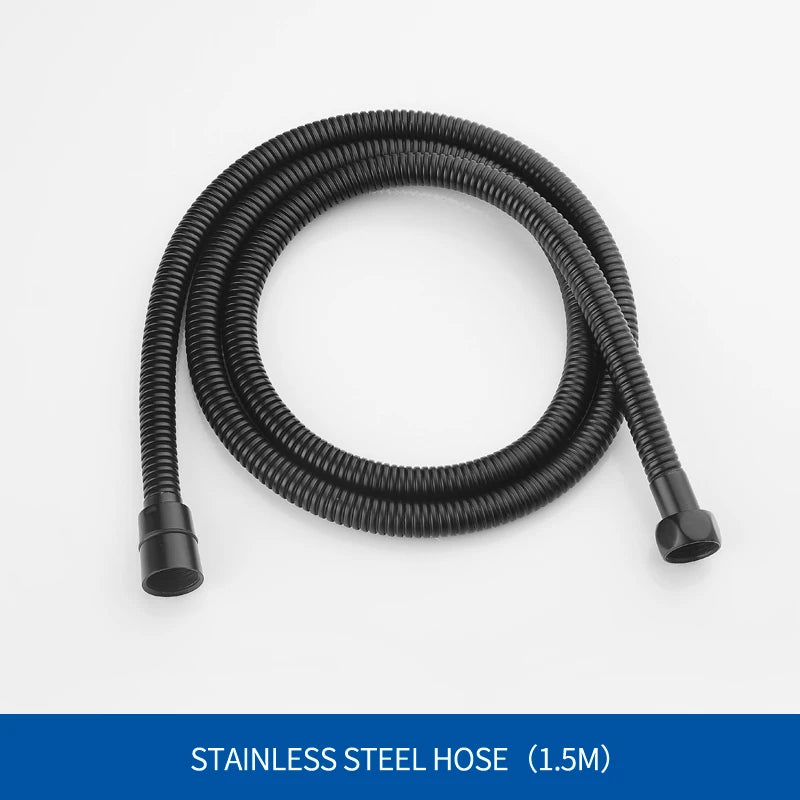 Adjustable 3 Function Black Shower Riser Slide Bar with Hand Held Shower & Hose Wall Mount Shower Sliding Bar Set