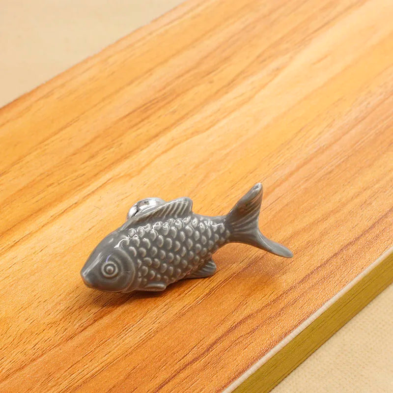 KAK Children Drawer Knobs Fish Shape Ceramic Handles for Kids Room Kitchen Cabinet Handles Cupboard Knobs Furniture Hardware