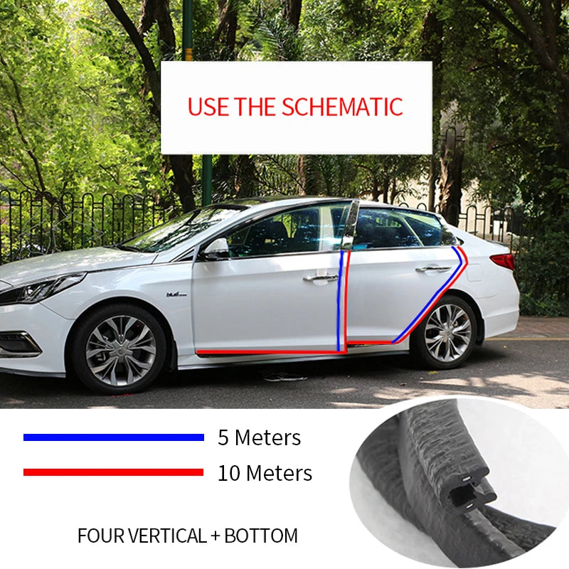 SEAMETAL Car Door Edge Scratch Protector 10M Sealing Strip Guard Trim Automobile Door Stickers Decoration Protector Accessories