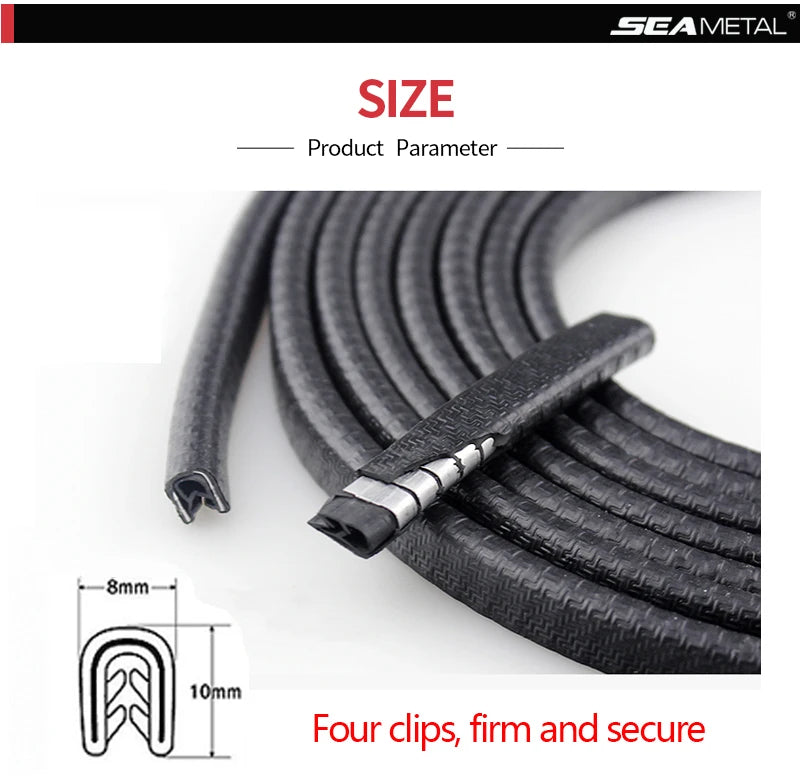 SEAMETAL Car Door Edge Scratch Protector 10M Sealing Strip Guard Trim Automobile Door Stickers Decoration Protector Accessories