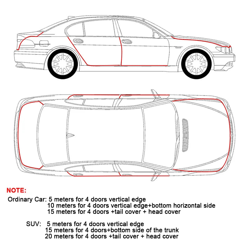SEAMETAL Car Door Edge Scratch Protector 10M Sealing Strip Guard Trim Automobile Door Stickers Decoration Protector Accessories