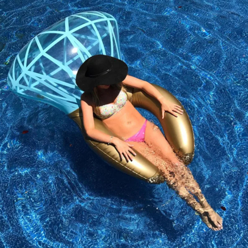 Giant Diamond Ring Design Inflatable Floating Row Pool Lounge Adult Pool Float Mattres Swimming Circle Water Pool Toys