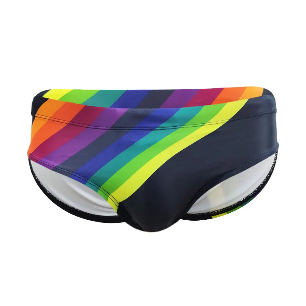 Men's Swim suit Wear Briefs Swimming Push-Up Sexy Bikini Swimsuit Beach Short rainBow Surfing trunks men bathing suit  swimwear