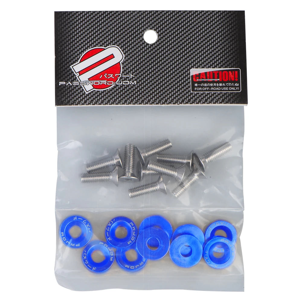Universal 10PCS M6 Car Styling Modification JDM Sticker Stickers Password Fender Washer License Plate Bolts Auto Accessories
