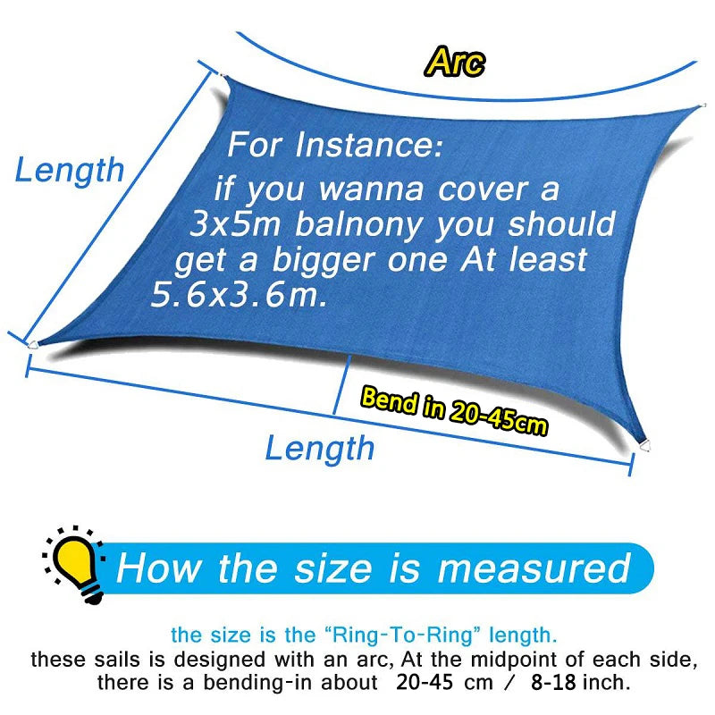 5x5x5/2x2x2M Waterproof Sun Shelter Triangle Sunshade Protection Outdoor Canopy Garden Patio Pool Shade Sail Awning Shade Cloth