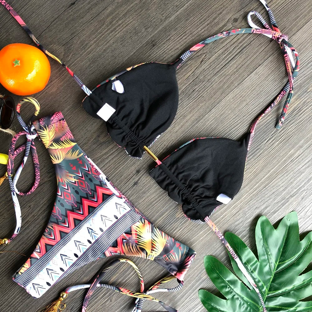 2021 Sexy Bikini Set 2 piece Hot Stamp Sport Swimwear Women Beachwear Push-Up Padded Swimsuit Bodysuit Exquisite Bather