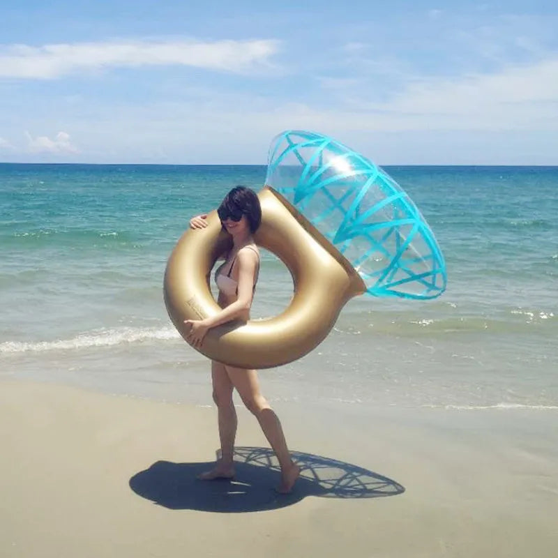 Giant Diamond Ring Design Inflatable Floating Row Pool Lounge Adult Pool Float Mattres Swimming Circle Water Pool Toys