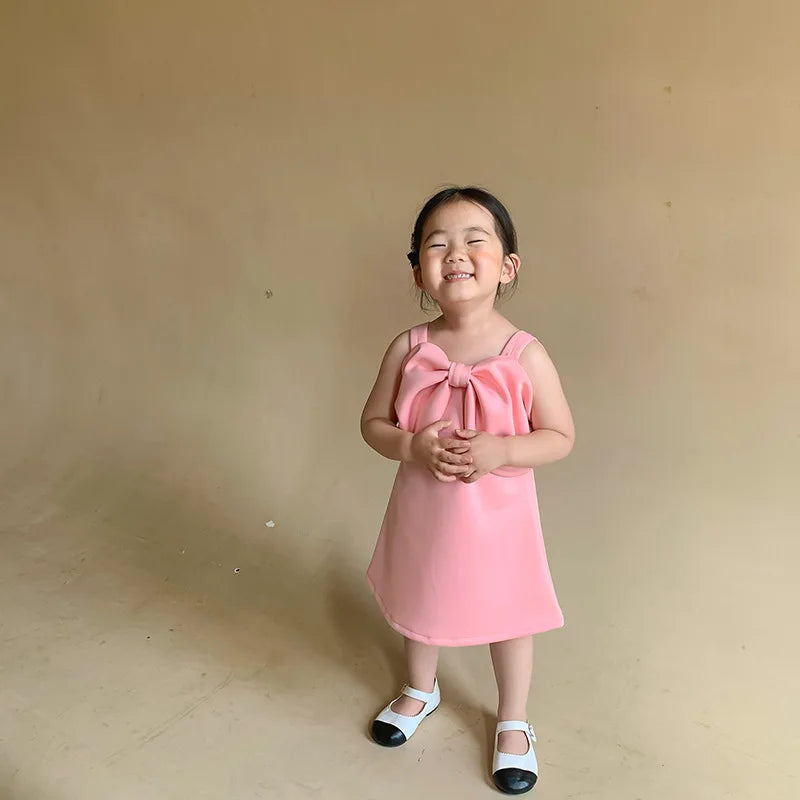 Summer Dresses For Girls Children Clothing Bow Suspender Dress 2021 Summer New Girls Air Cotton Princess Dress Children 1-7Y