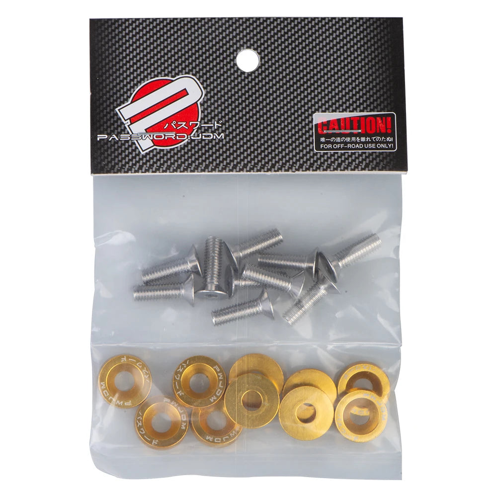 Universal 10PCS M6 Car Styling Modification JDM Sticker Stickers Password Fender Washer License Plate Bolts Auto Accessories