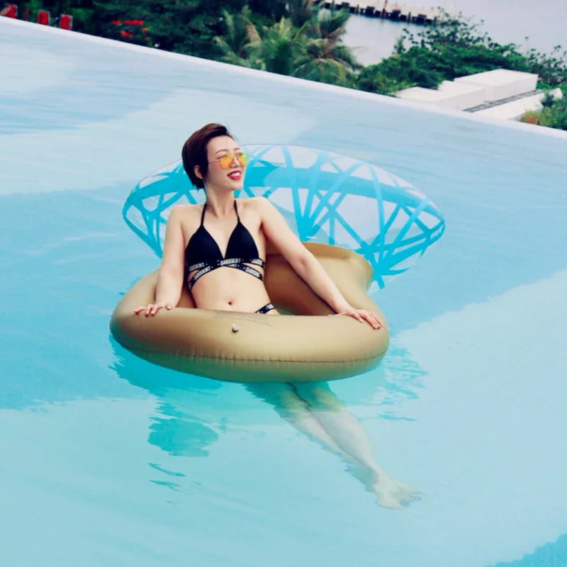 Giant Diamond Ring Design Inflatable Floating Row Pool Lounge Adult Pool Float Mattres Swimming Circle Water Pool Toys
