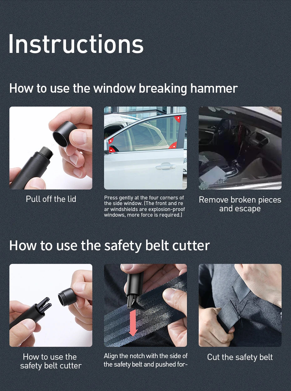 Baseus Car Safety Hammer Auto Emergency Glass Window Breaker Seat Belt Cutter Life-Saving Escape Car Emergency Tool