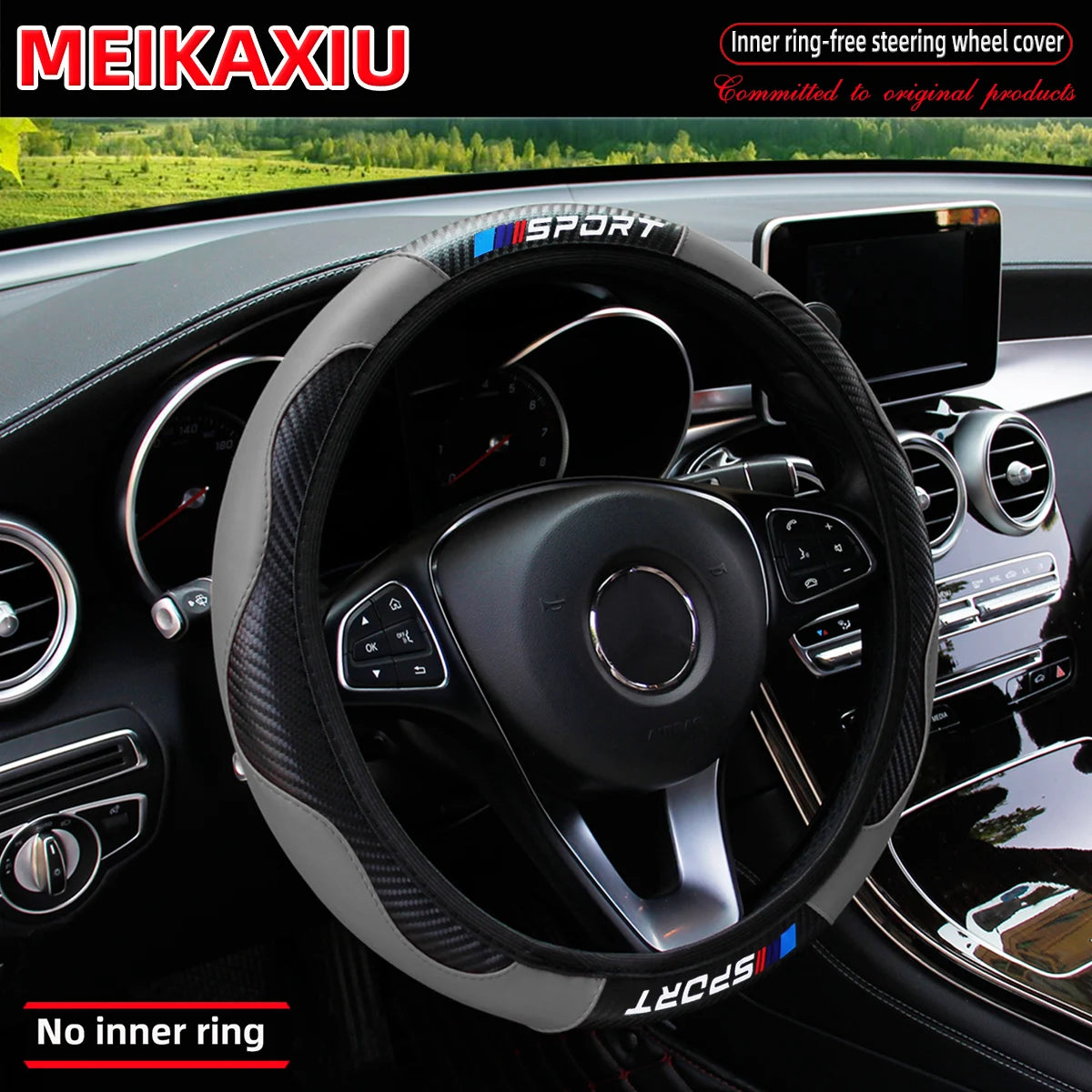 All-Season SPORT Carbon Fiber Steering Wheel Cover (without inner ring) is suitable for 37-38cm automotive interior accessories.