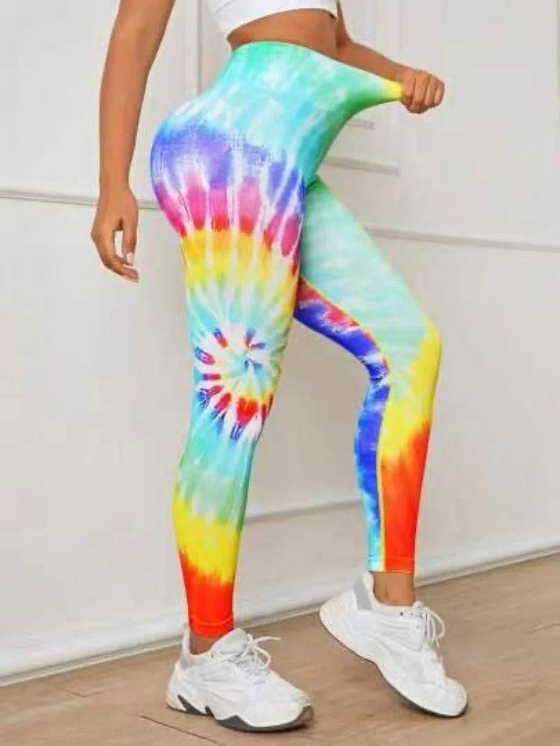 New 3D Print Tie Dye Sports Pants Women Seamless  Leggings High Waist Fitness Push Up Leggings Gym Clothing Workout Tights