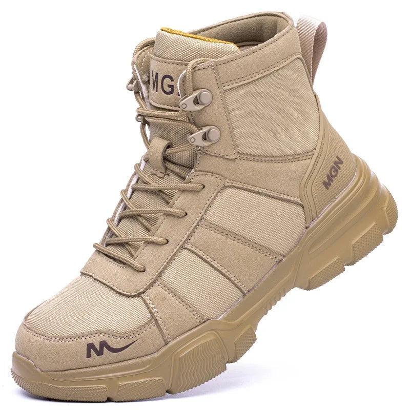Waterproof Men's Safety Work Boots Steel Toe Shoes Anti Impact And Anti-Puncture Outdoor Adventure Hiking Tactical Boots
