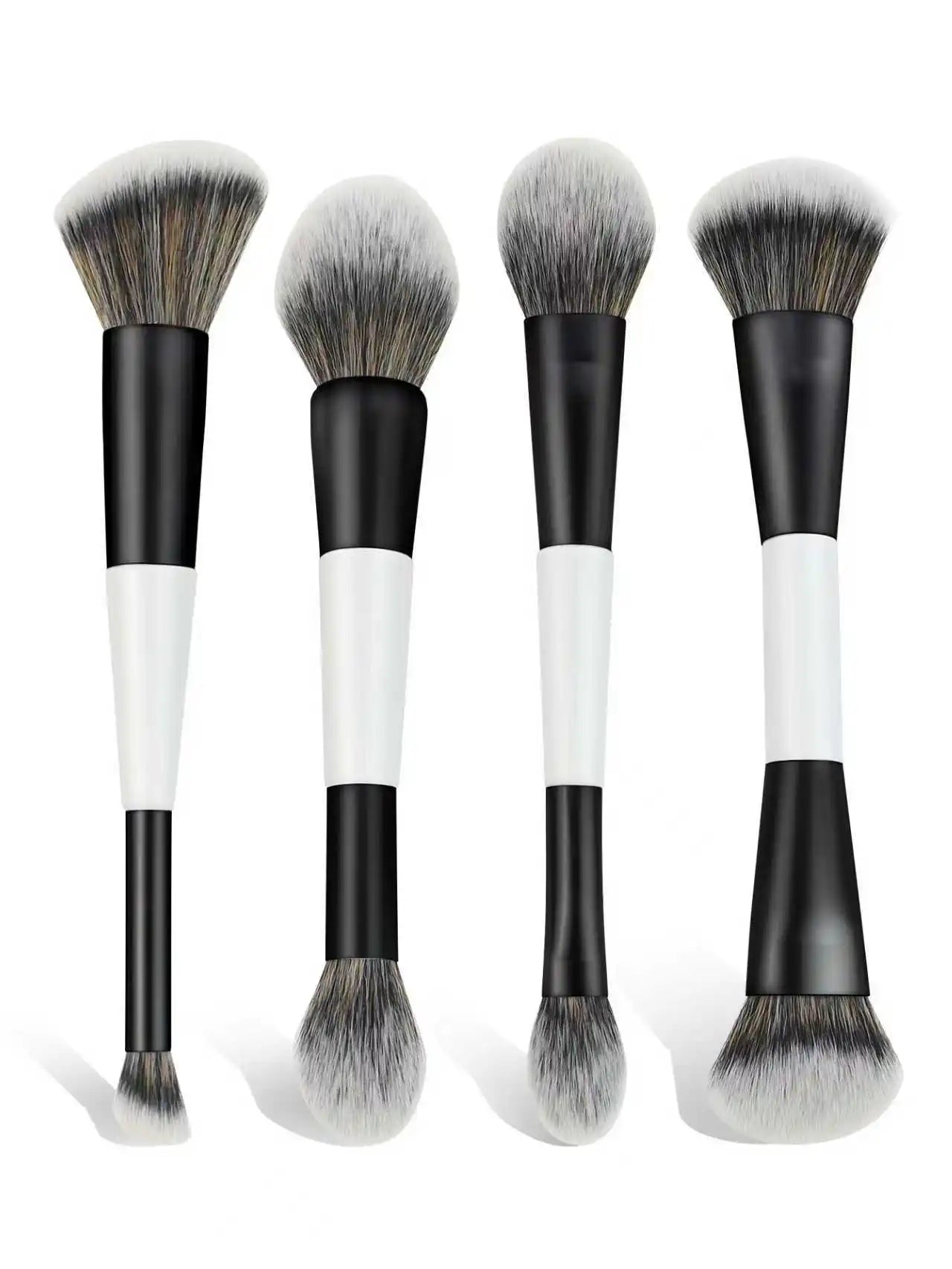 4 Double-Ended Makeup Brushes, Multi-Functional Makeup Brushes, Blush Brush, Foundation Brush, Loose Powder Brush, Highlight Brush, Nose Shadow Brush, Concealer Brush, Blush Brush, Gift for Women and Girls