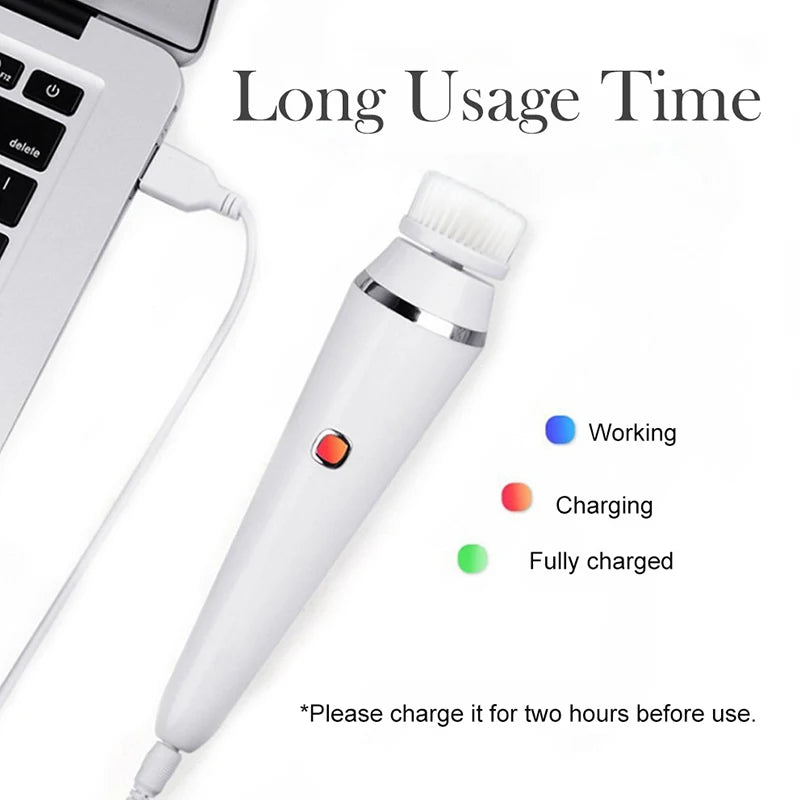 Facial Cleansing Brush 4 in 1 Electric Rechargeable Waterproof Rotating Face Cleaner Deep Pore Cleansing Skin Care Tool