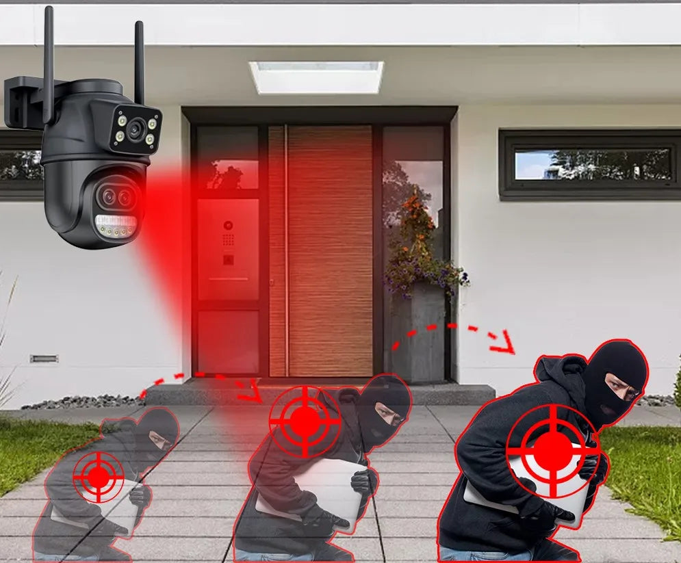 ICSEE Smart WIFI Security Camera 12MP 8K Three Lens 8X Zoom Outdoor HD Video Surveillance IP Cameras IPTV CCTV PTZ Auto Tracking