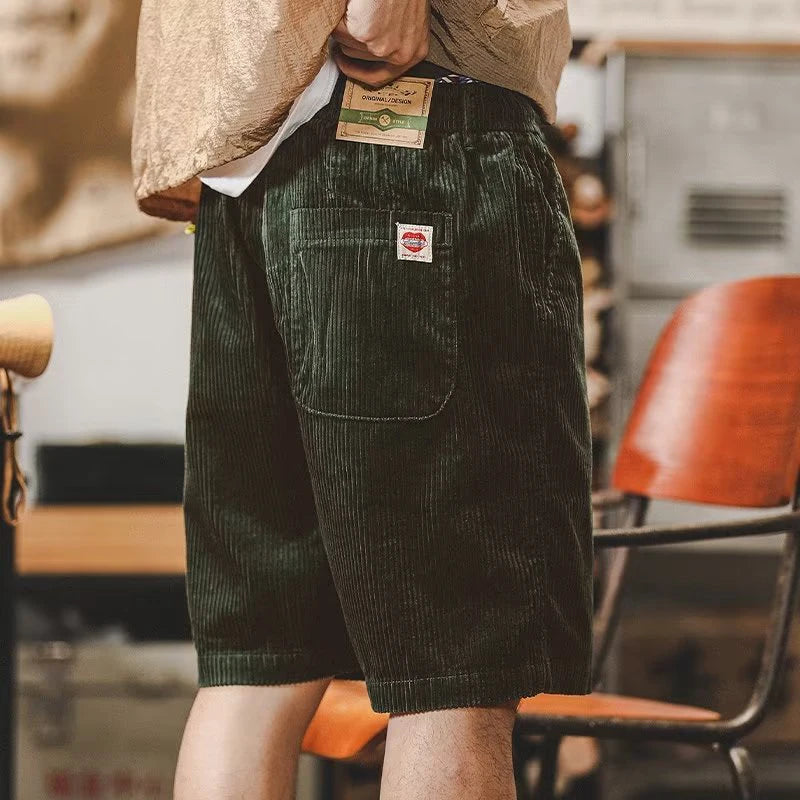 American Outdoor Beach Running Cargo Shorts Mens Summer Loose Casual Corduroy Waist Drawstring Shorts Basketball Sports Shorts