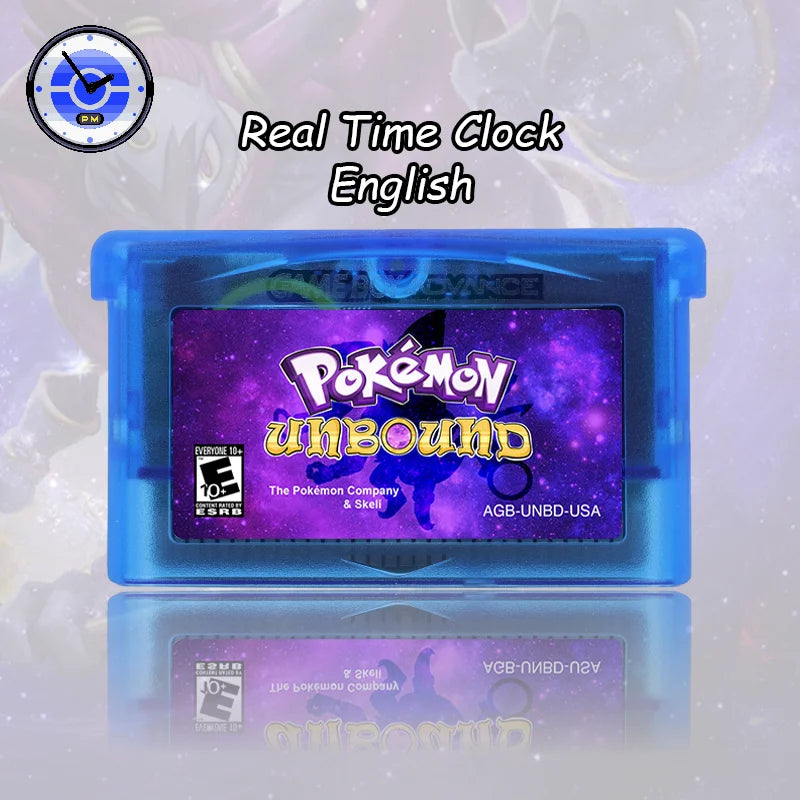 GBA 1M Flash RTC Pokemon Unbound V2.1.1 Video Game Cartridge with Battery High Quality USA Version for GBA/NDS
