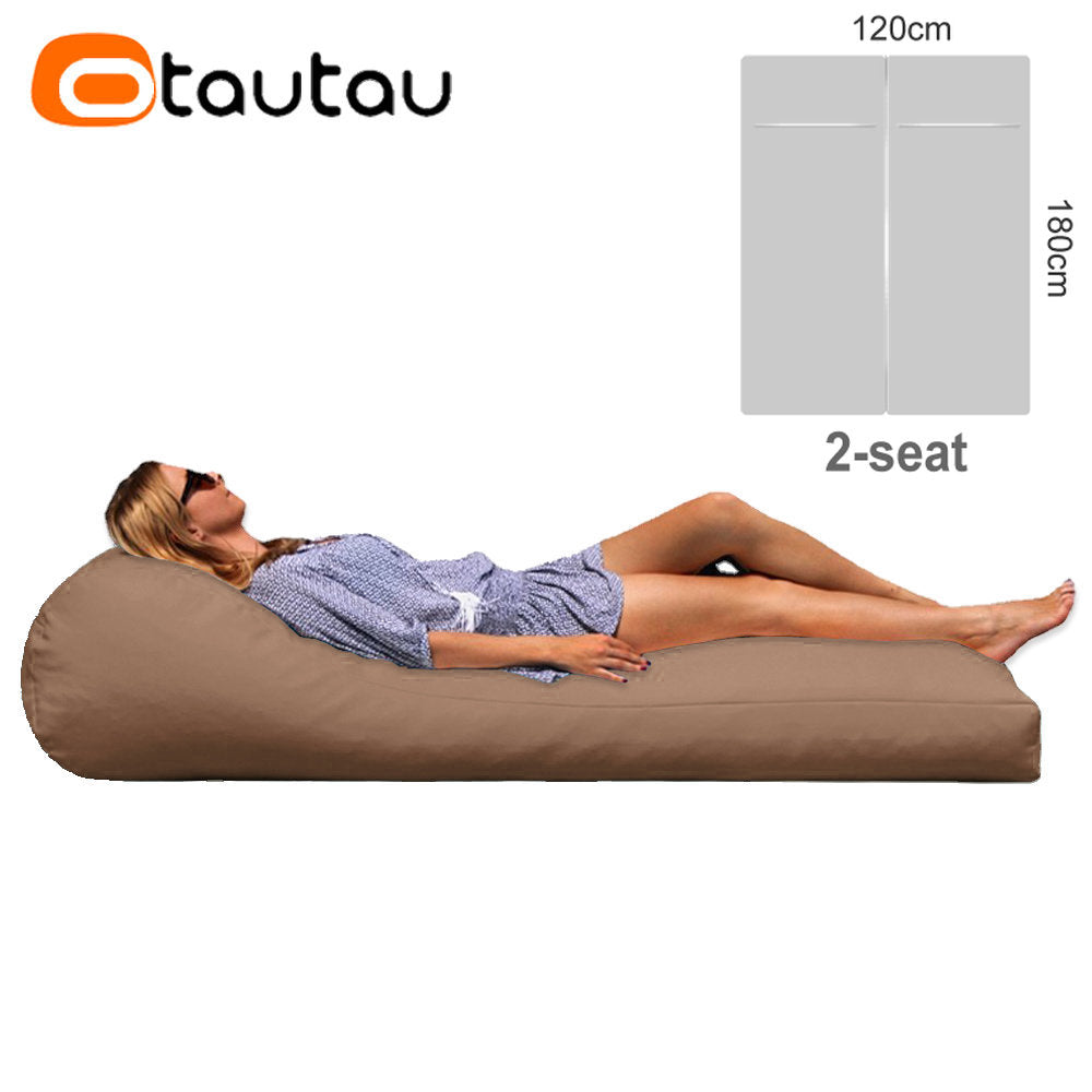 OTAUTAU 2-seat Outdoor Bean Bag Pouf Cover No Filler Waterproof Beach Garden Camp Chaise Lounge Sofa Bed Swimming Pool Puff Sac