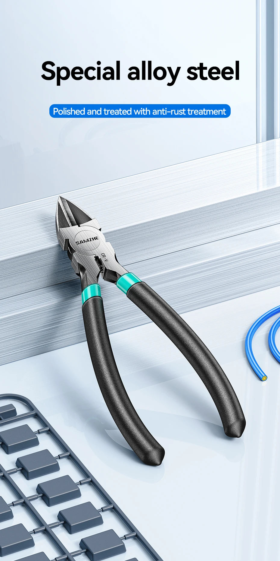 SAMZHE Pliers Multi Functional Tools Electrical Wire Cable Cutters Cutting Side Snips Flush Stainless Steel Nipper Hand Tools