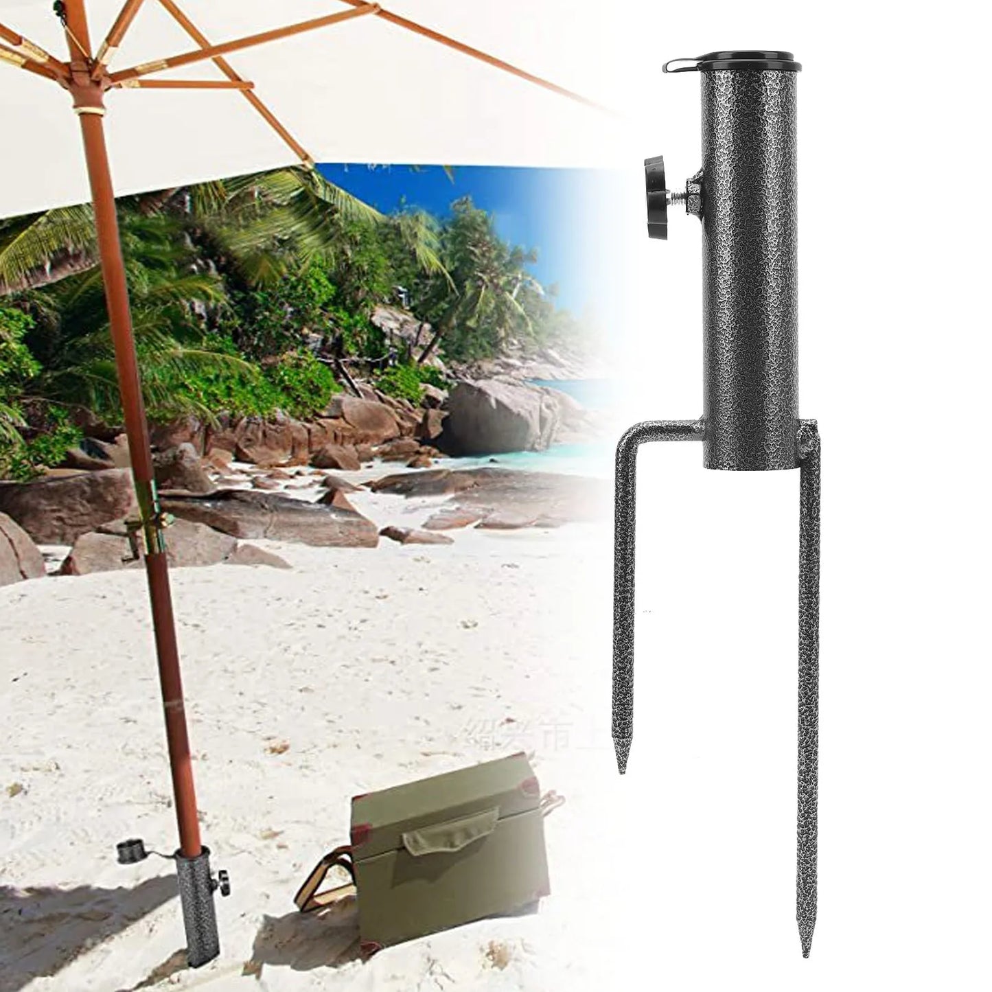 Yard Umbrella Anchor Beach Umbrella Metal Ground Holder Adjustable Heavy Duty Round Beach Umbrella Iron Holder for Garden