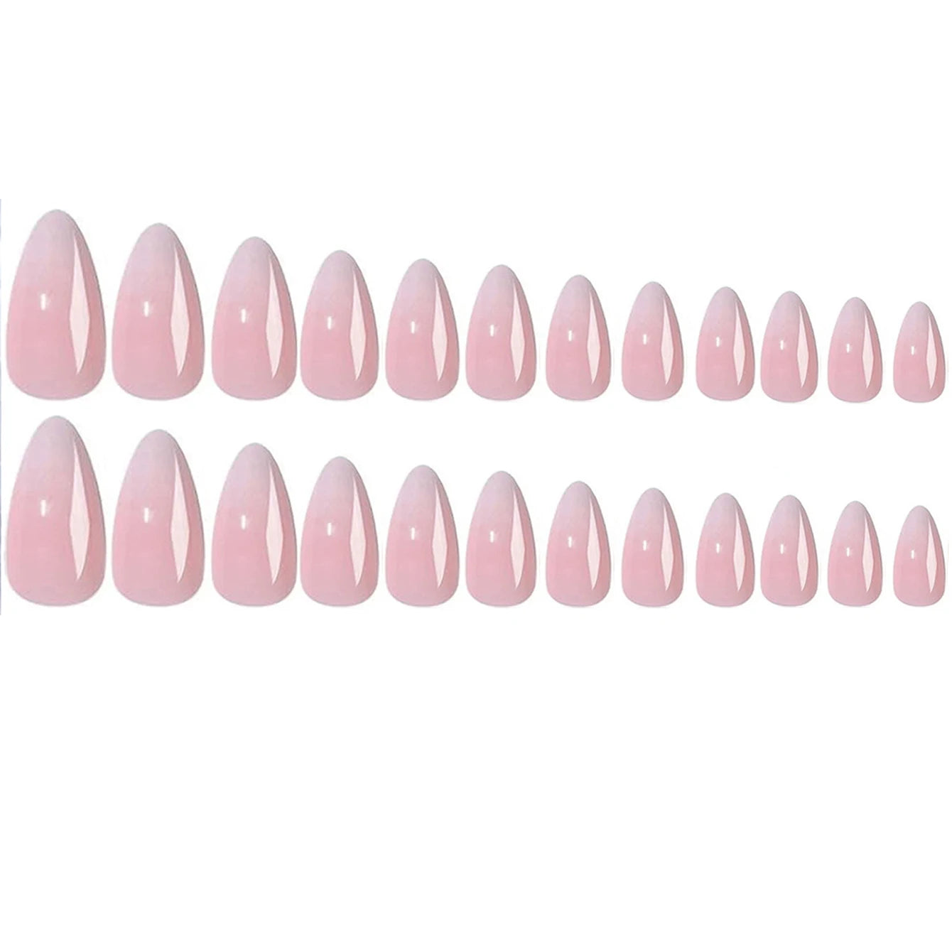 24PCS Almond Press on Nails Medium Fake Nails with Pink Bow Designs Glue on Nails Glossy Acrylic False Nails As Women Girls Fift