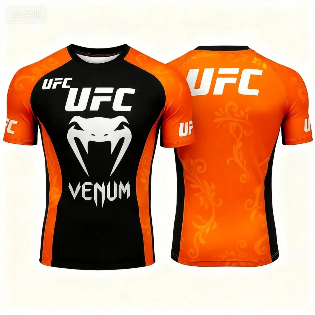 Hot Summer Selling UFC Boxing Fighting Competition Men's T-shirt Fashion Quick Drying Casual Breathable O-neck Short Sleeve Tops
