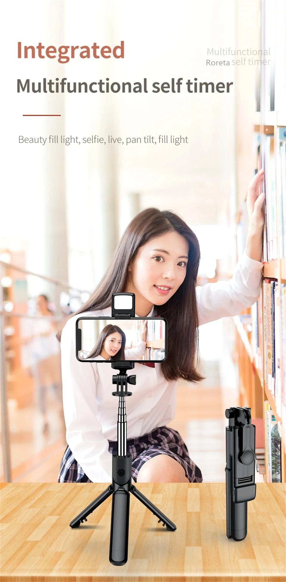 FGCLSY New Tripod for Smartphone Camera,Stand with Bluetooth shutter and light,Wireless Selfie Stick brackets with Phone Holder