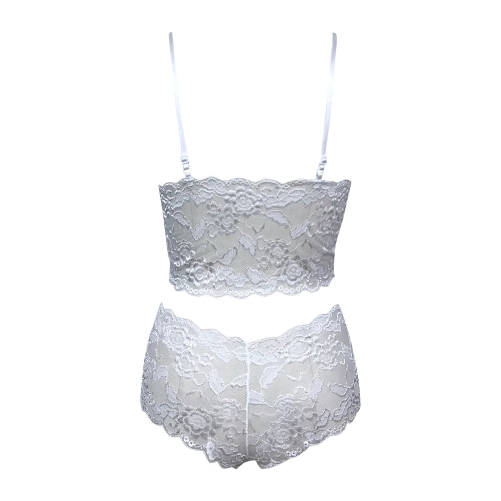 Sexy Lingerie Underwear Suits for Women Black Shorts Solid Lace White Vest Camisole Tube Top Flower Printed Womens Lingerie Set