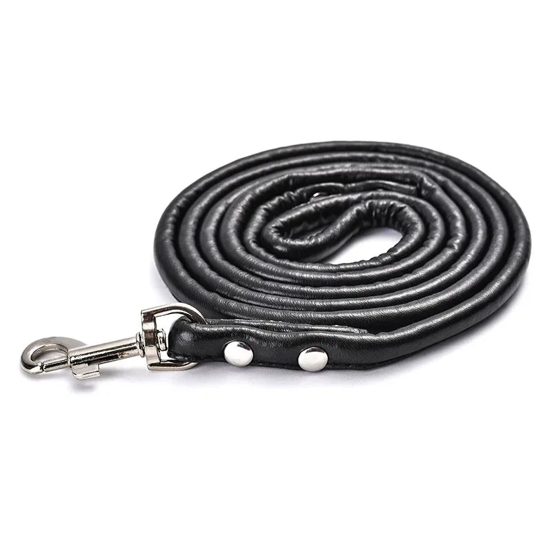 PU Leather Dog Leash Chain Leads Rope Pet Cat Traction Hook Buckle Collar Harness Running Walk Black Red Blue for Small Animal