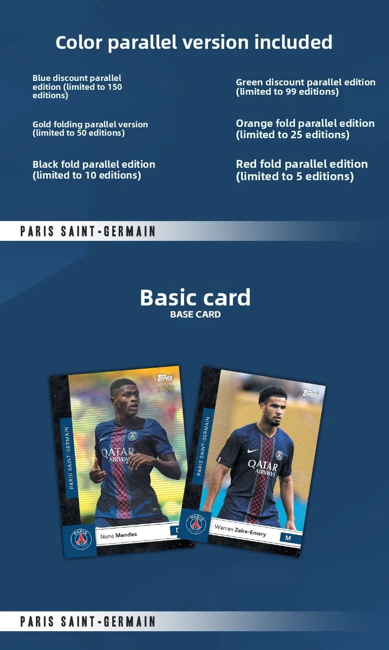 2025/26 Topps Genuine Soccer Trading Cards Man Utd PSG Juventus Chelsea Bayern Man City Barca Rare Auto Parallel Collectibles