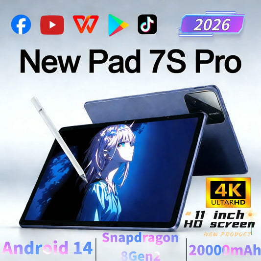 2026 New Original Global Edition Tablet PC Pad 7S Pro Snapdragon 8gen2 Android 14 HD 4K 22GB+2TB 5G Tablet Dual SIM WIFI tablet