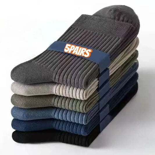 Men's Socks 5-Pair Set - Breathable and Soft, Suitable for All Seasons, Suitable for Casual Sports, Business Dress
