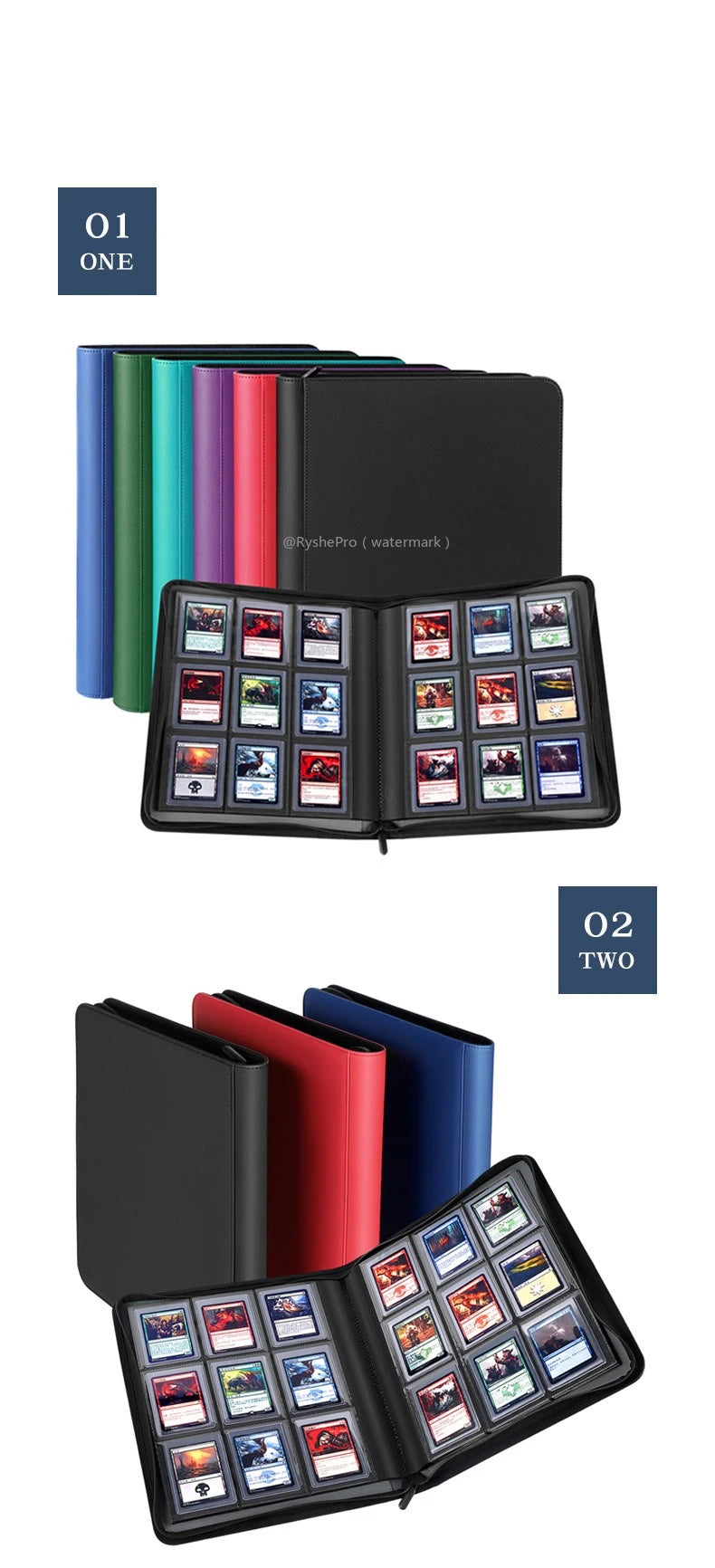 9 Pocket Card Binder for YuGiOh MTG TCG Game Card Holder Holds 252+ Top Loaders Waterproof Card Storage Album