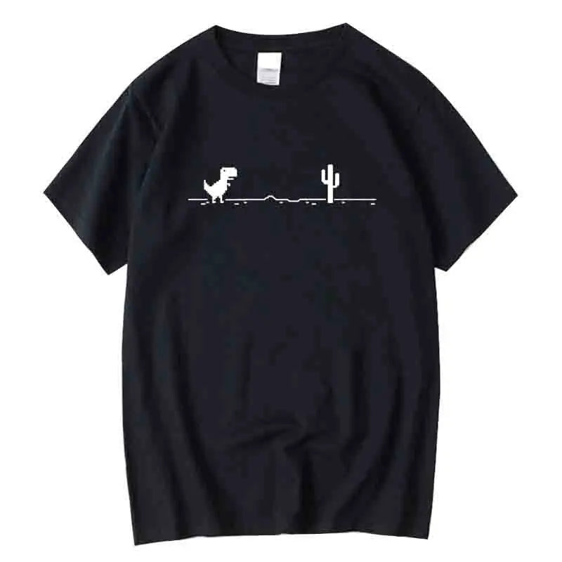 Men High Quality Cotton Blend Funny Dinosaur Print T Shirt Loose O-neck Summer Cool Men Tshirt Short Sleeve T-shirt Male Tee Top