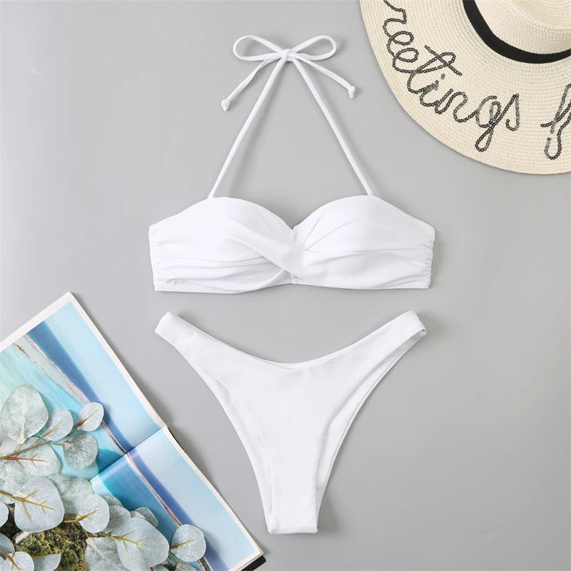 Bikini Swimsuit Women Swimwear 2026 New Solid Push Up Bikinis Set High Waist Thong Bathing Suit Two Pieces Swimming Suits Female