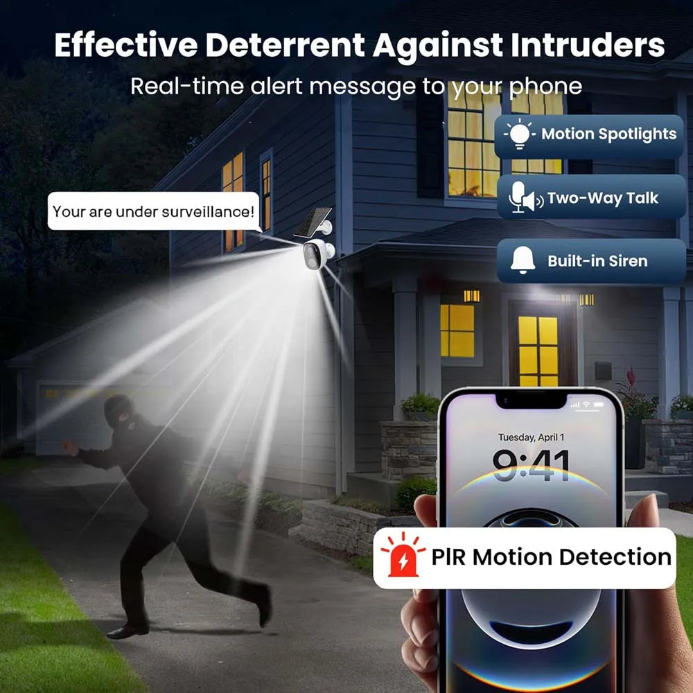 4G Security Cameras Wireless Outdoor 2K Rechargeable Battery Camera Home Surveillance No WiFi Needed PIR IP65 Work With O-kam Pr