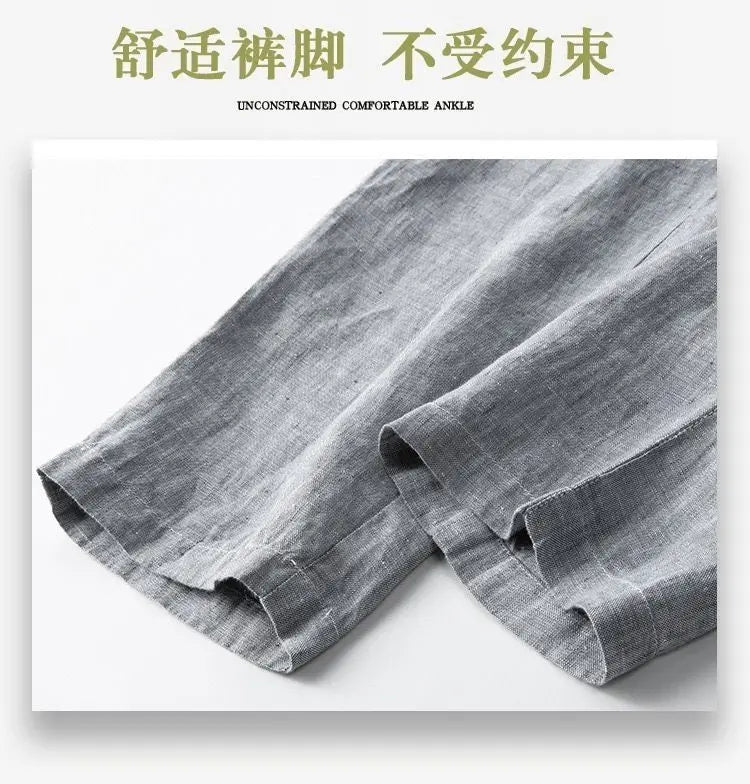 2026Summer Linen Suit Sets Men's Blazers Pants Suit Loose Casual High Street Sunscreen Jackets Long Trousers Set Male Clothes