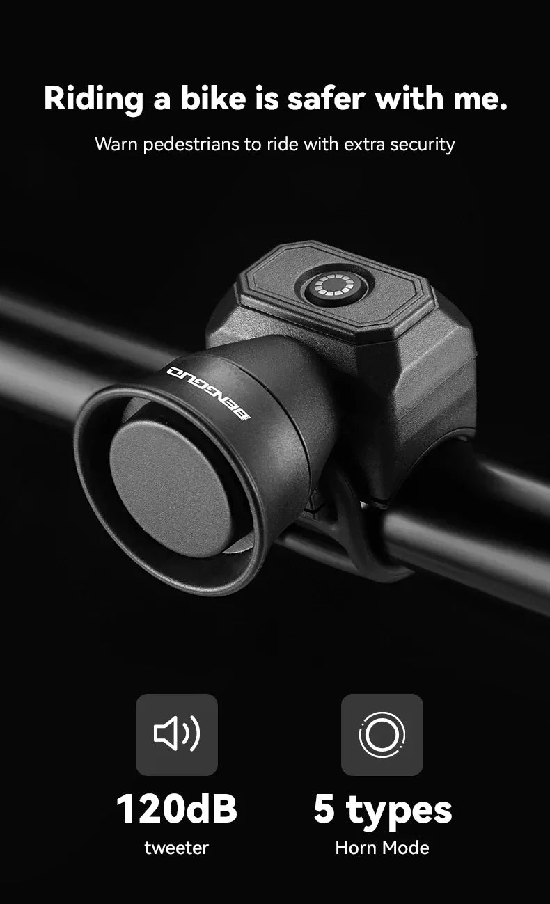 New Bicycle Horn Mountain Bike USB Charging Waterproof Electronic Bike Bell Riding Equipment Children's Scooter Accessories