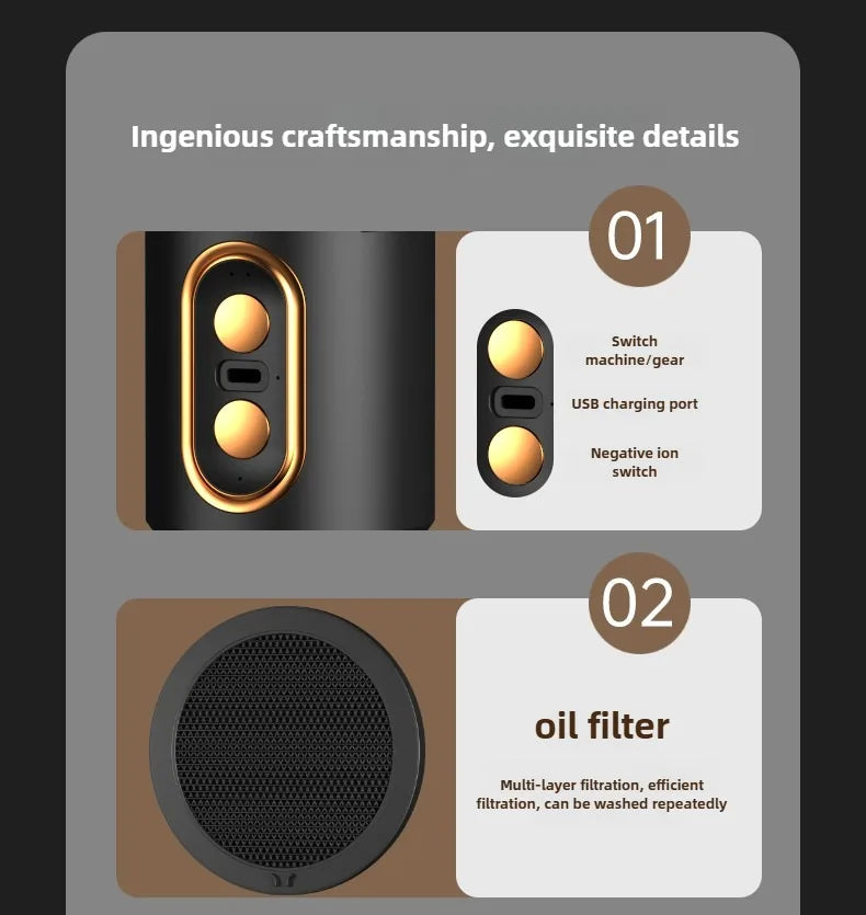 Small desktop range hood, portable charging, deodorization, air filtration, smoking machine, barbecue, hotpot companion.