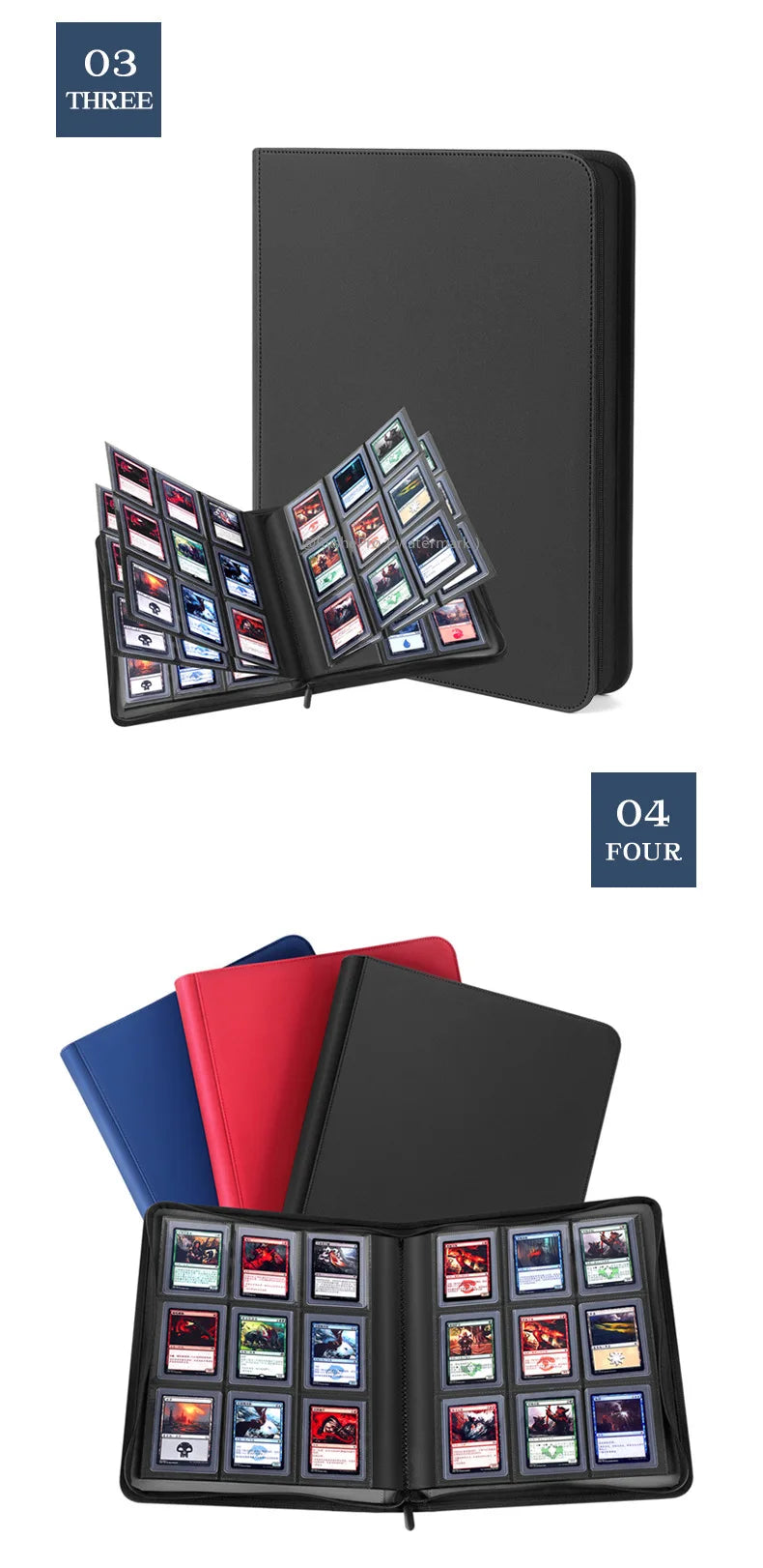 9 Pocket Card Binder for YuGiOh MTG TCG Game Card Holder Holds 252+ Top Loaders Waterproof Card Storage Album