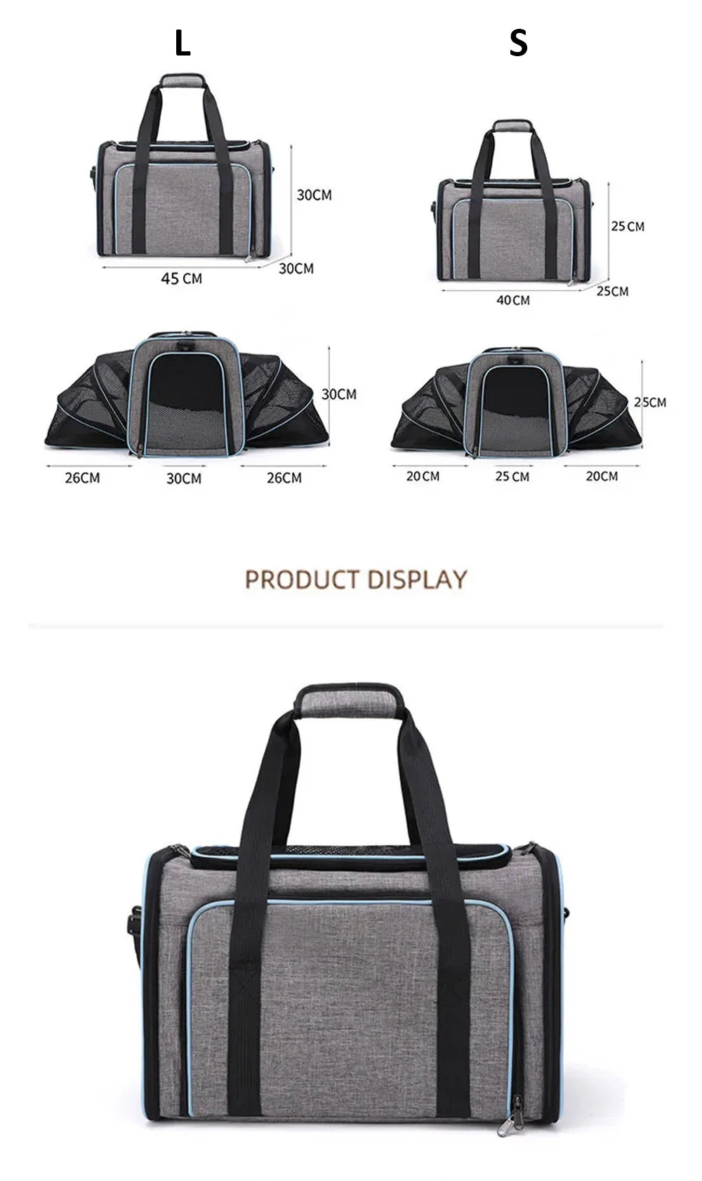 Pet Carriers Bag Portable Breathable Foldable Bag Cat Dog Carrier Bags Outgoing Outdoor Travel Pets Cats Handbag Safety Zippers